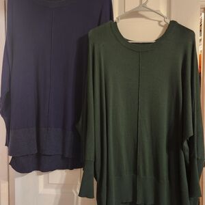 Women's Green and Navy Sweater Set
